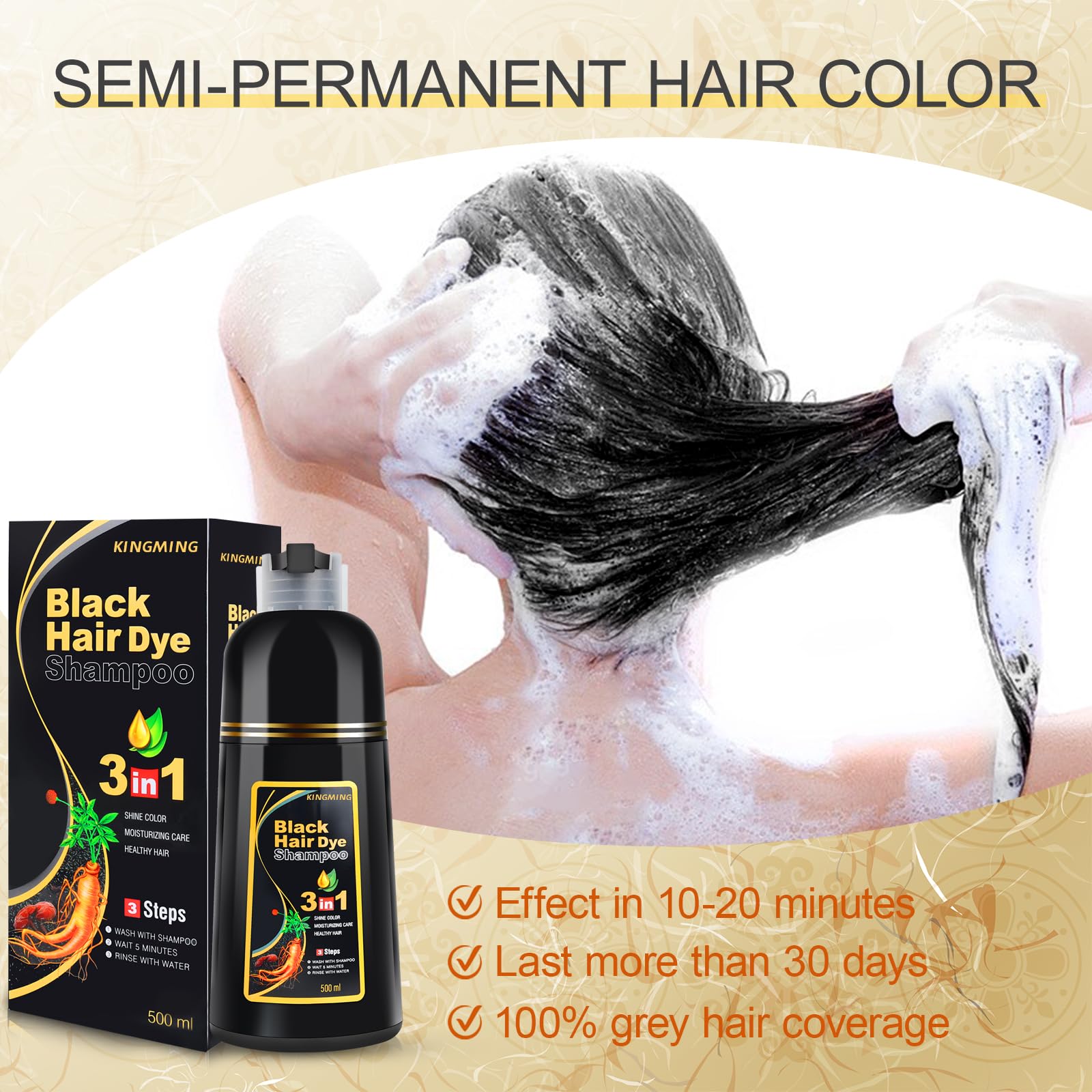 KINGMING foam-lather texture suggests comfortable, gentle cleansing while coloring