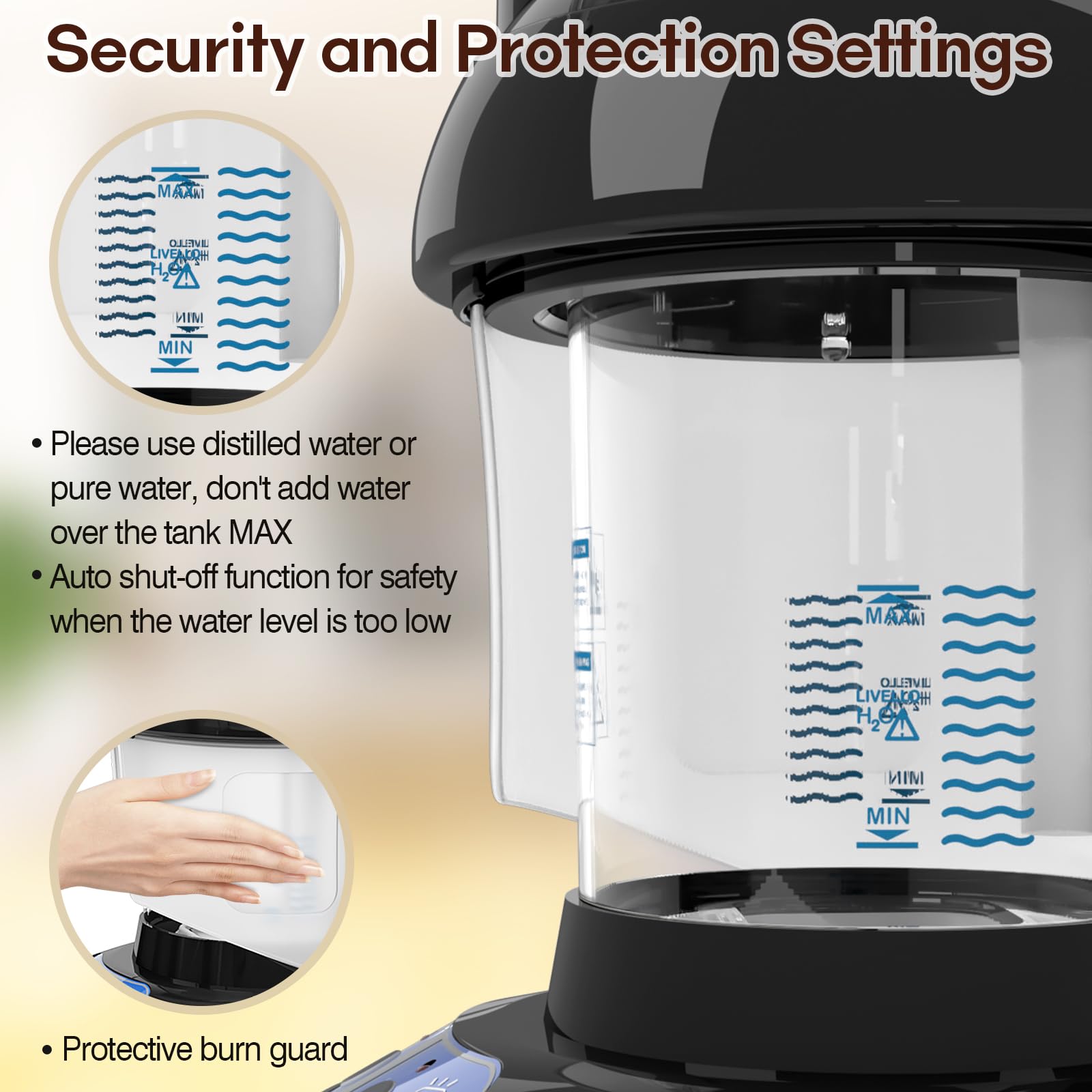 Kingsteam auto-off feature for safe use when water runs low.