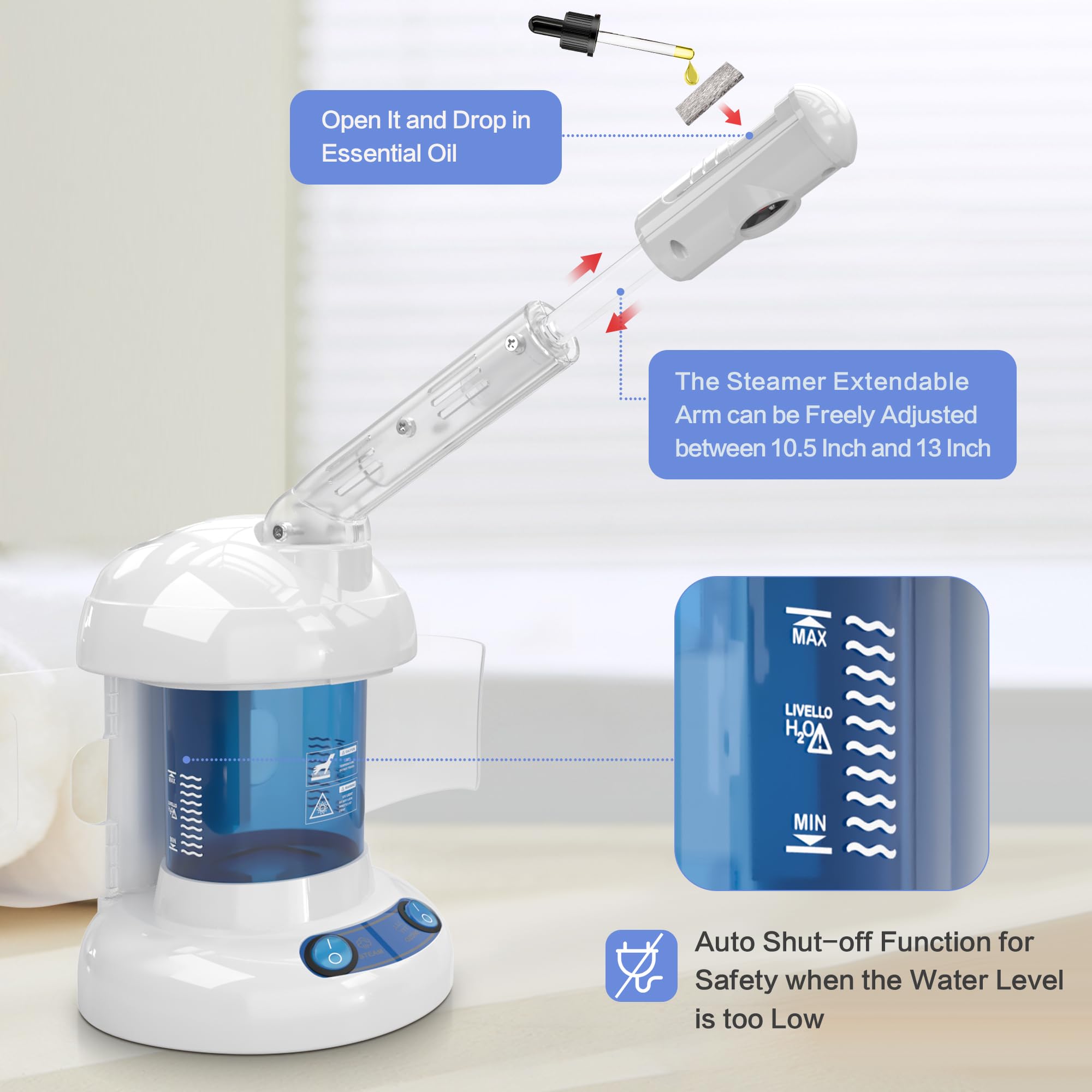 Kingsteam facial steamer uses PTC ceramic heating for steady hot mist.