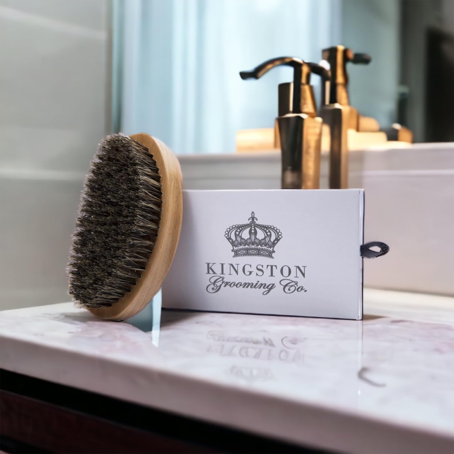 Kingston Grooming Co Original Wave Brush, side view, ergonomic grip for comfortable daily grooming