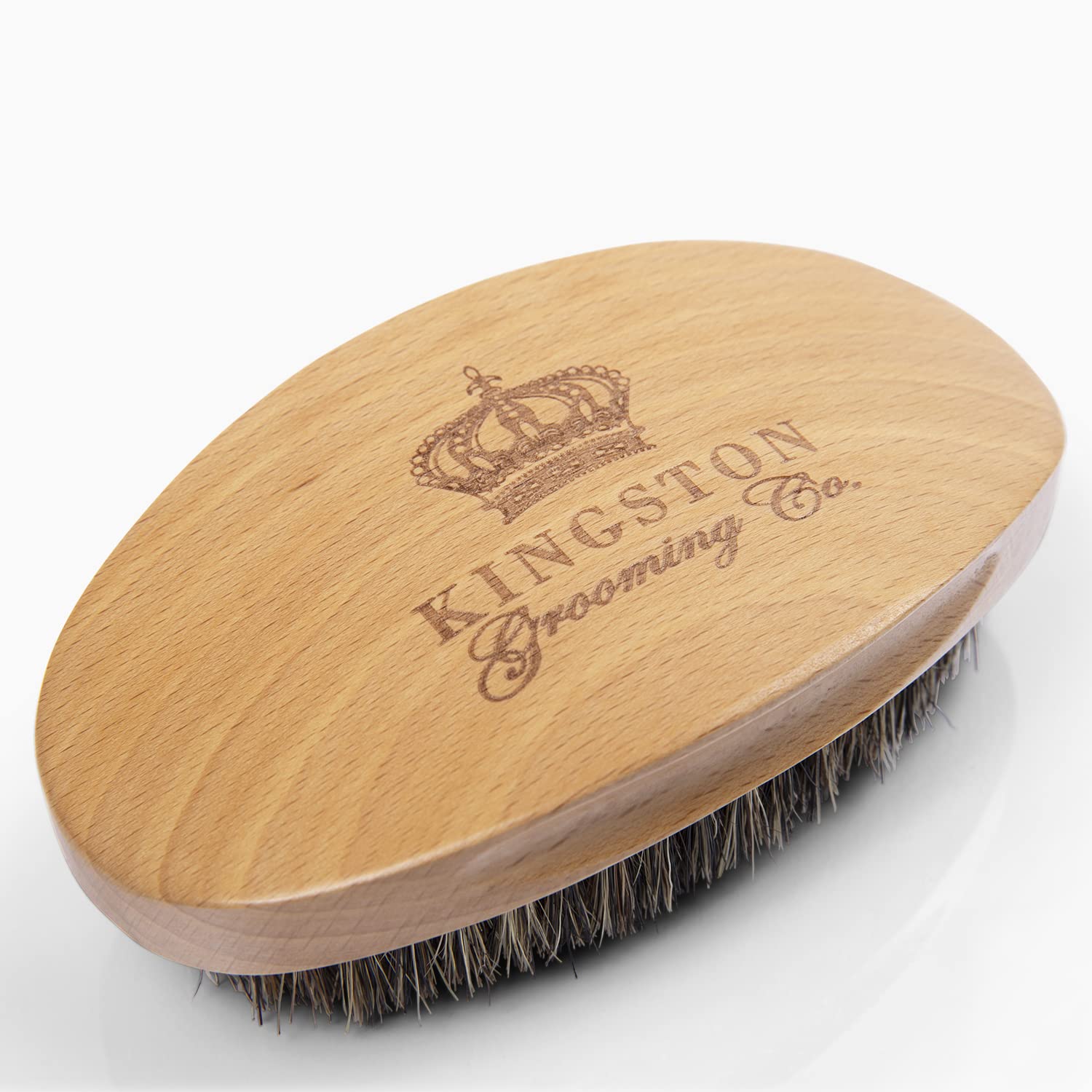 Kingston Grooming Co Original Wave Brush, bristle closeup, soft boar bristles reduce snagging and glide