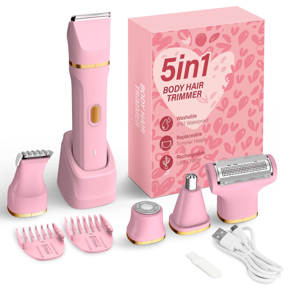 KINGTEE 5-in-1 bikini trimmer attachments for precise body grooming.