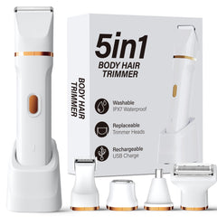 KINGTEE 5-in-1 bikini trimmer packaging signals premium design for at-home grooming.