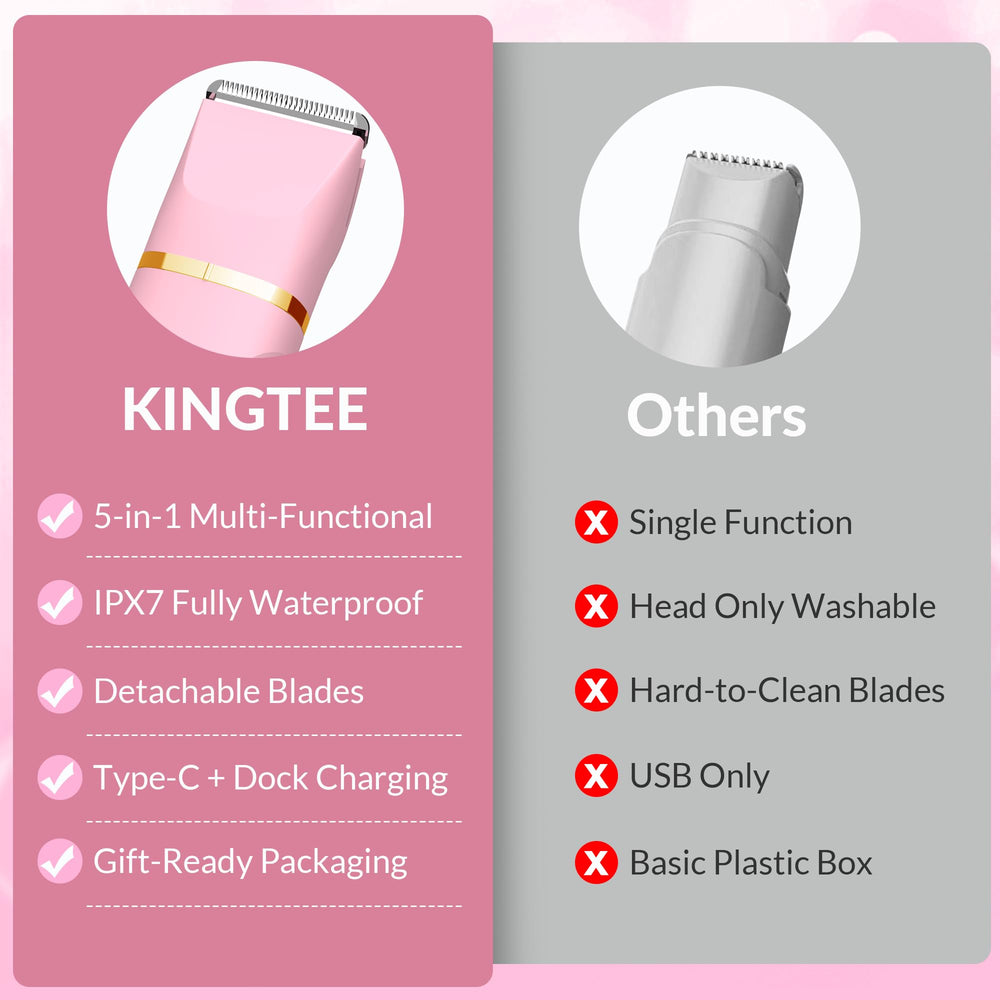 KINGTEE charging base keeps the trimmer ready and organized.