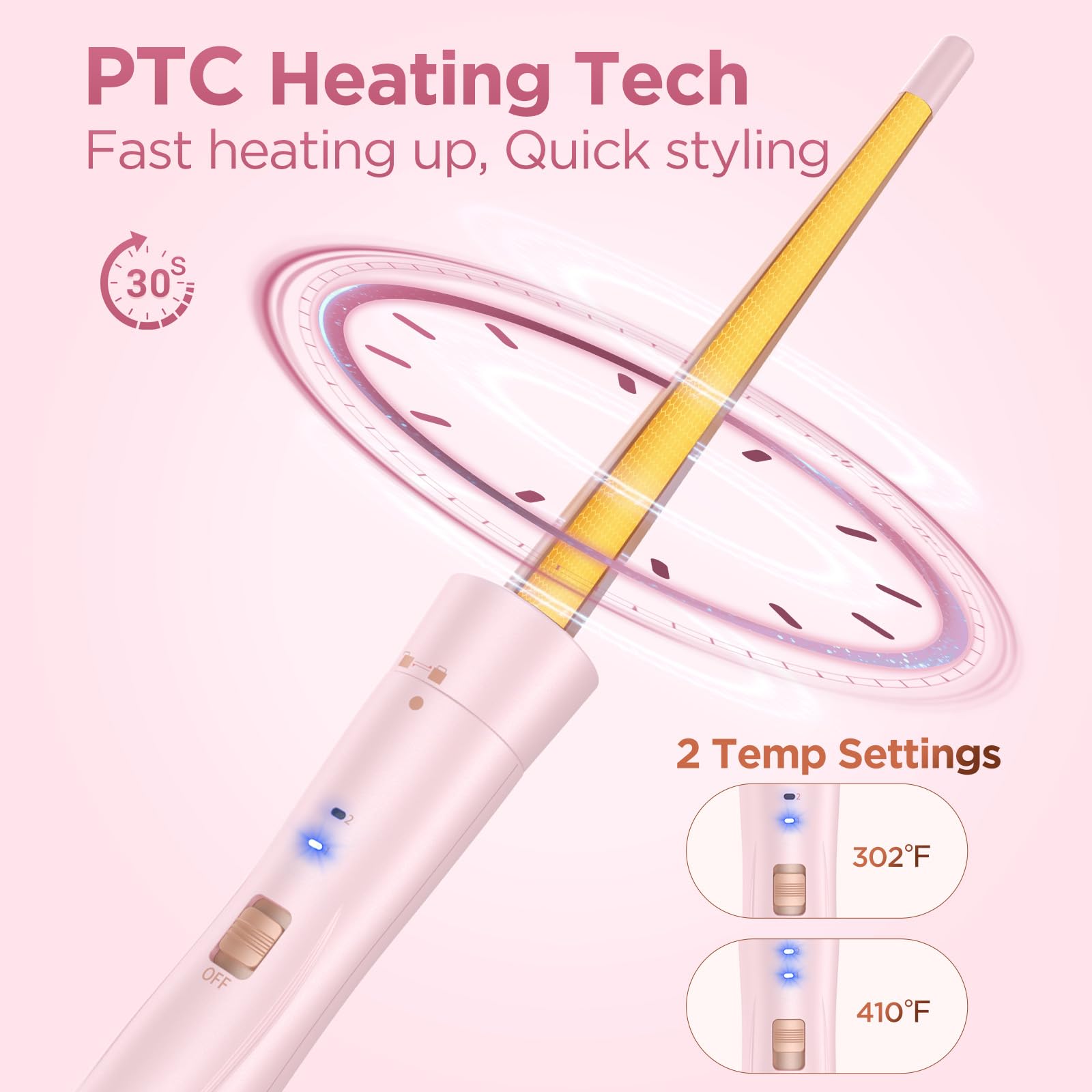 Kinked 5-in-1 Wand dual voltage for travel styling anywhere