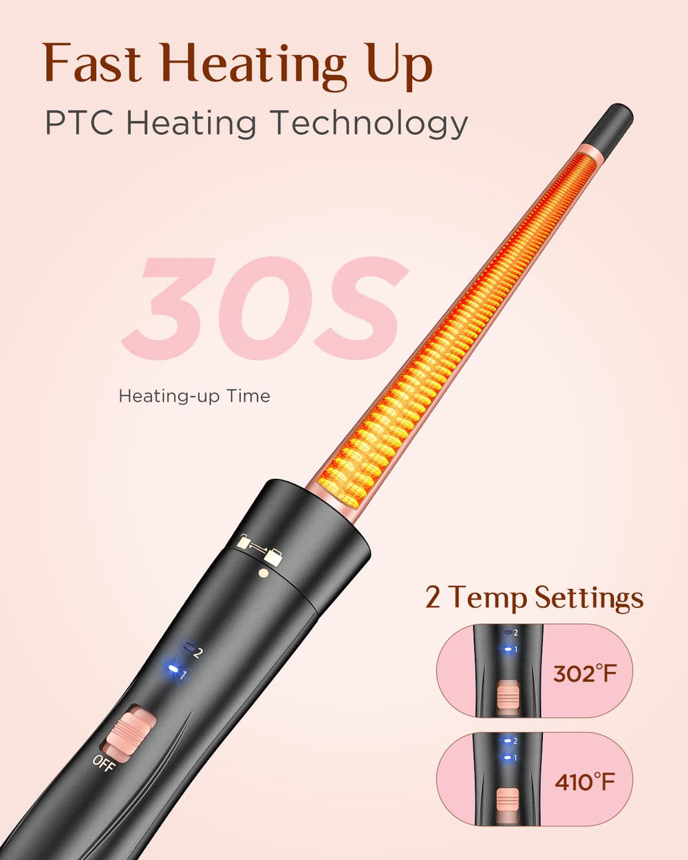 Kinked included heat-resistant glove and clip for safe styling
