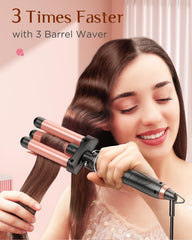 Kinked 5-in-1 triple-barrel waver highlights beach waves with minimized frizz