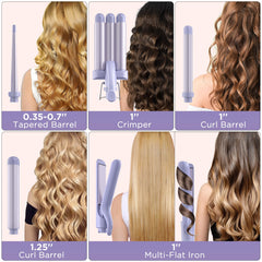 Kinked 5in1 tapered wand for versatile curling options