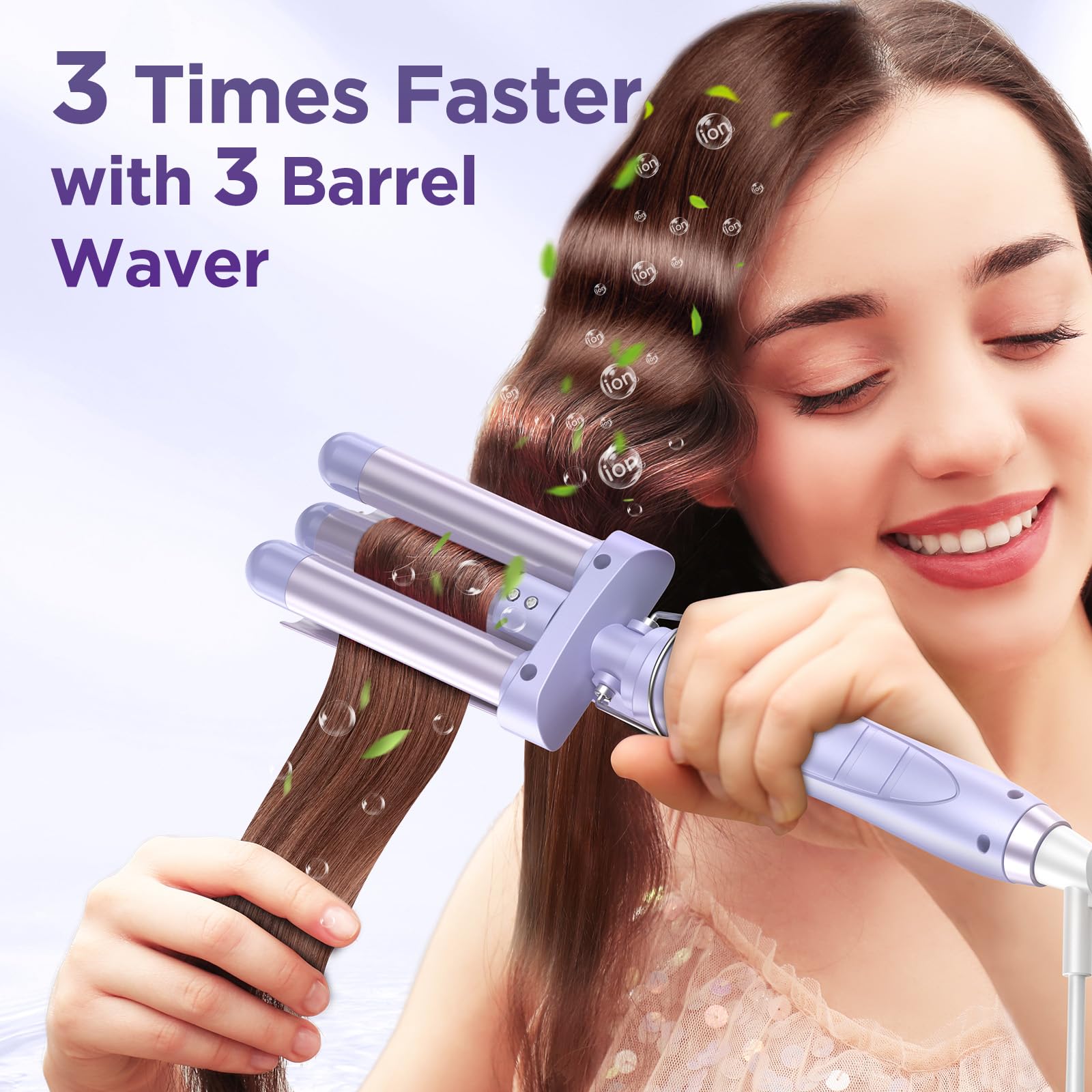 Kinked 5in1 triple-barrel waver creates effortless beach waves
