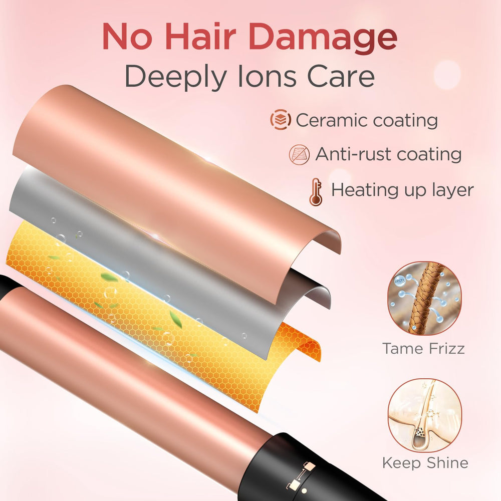 Kinked tapered curling wand demonstrating natural-looking taper in curls.