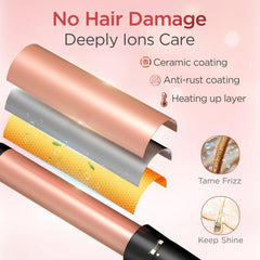 Kinked tapered curling wand demonstrating natural-looking taper in curls.