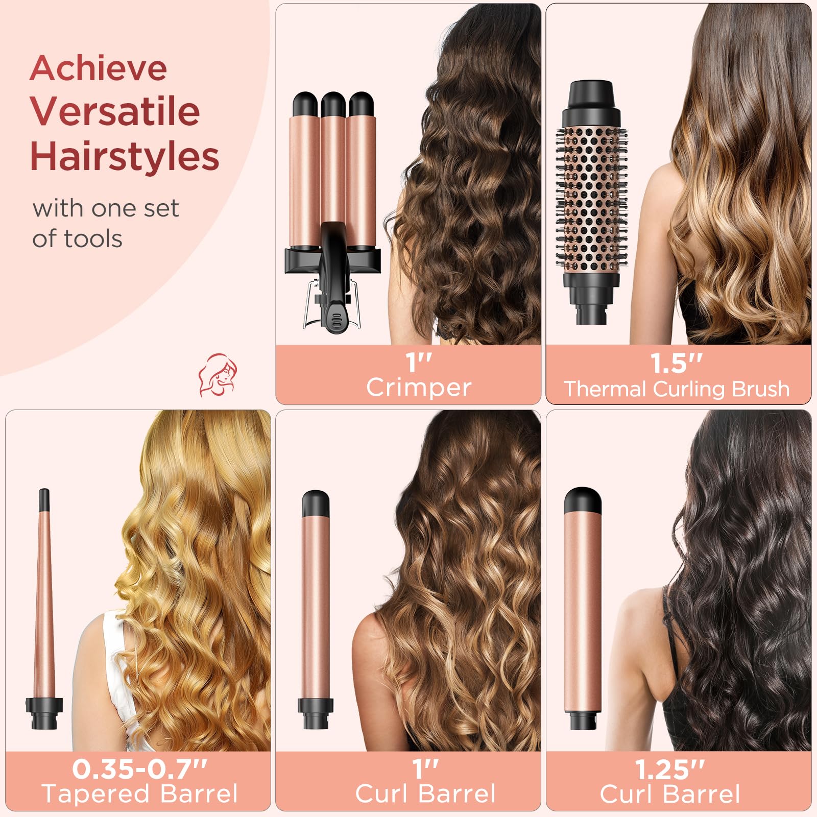 Kinked thermal brush iron close-up showcasing smooth glide and shine.