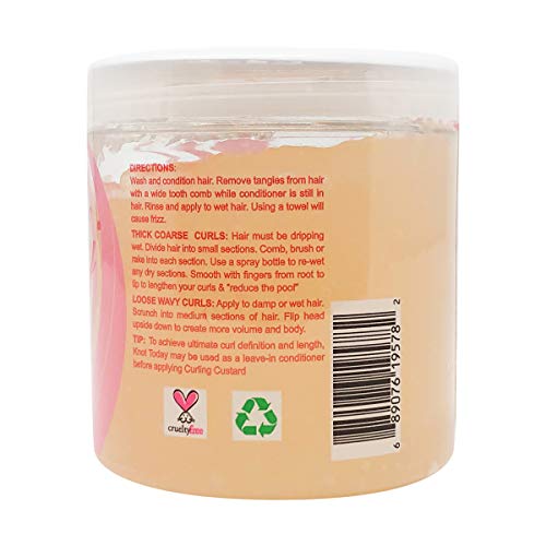 Kinky Curly Curl Custard Gel packaging and label indicating natural ingredients.