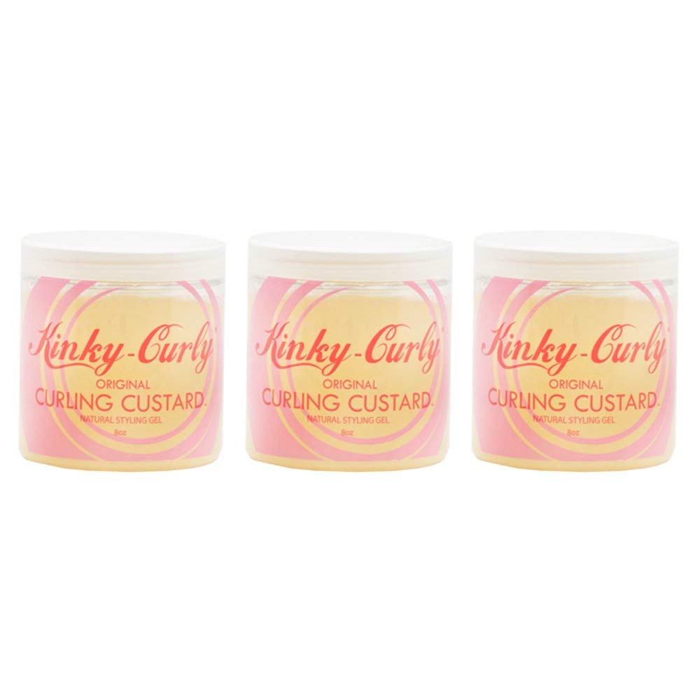 Kinky Curly Original Curling Custard jar closeup for smooth, defined curls.