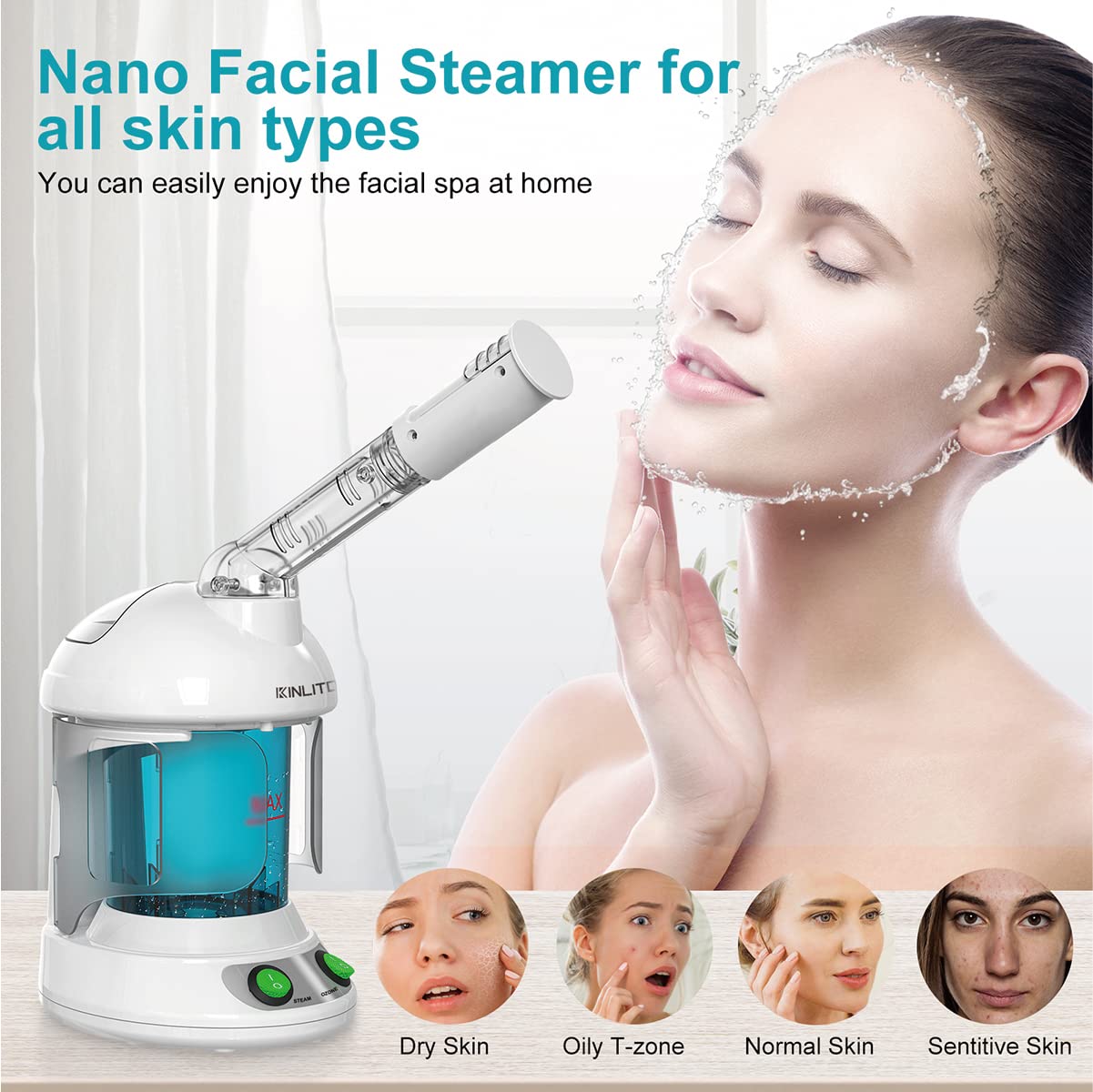 KINLITO facial steamer aromatherapy diffuser offers calming diffusion