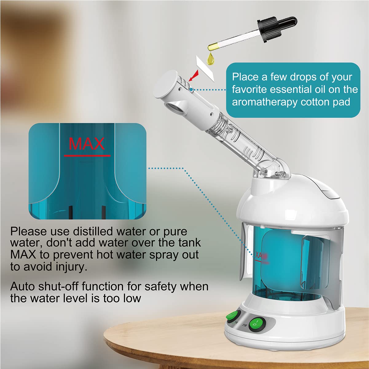 KINLITO facial steamer humidifier mode adds lightweight moisture