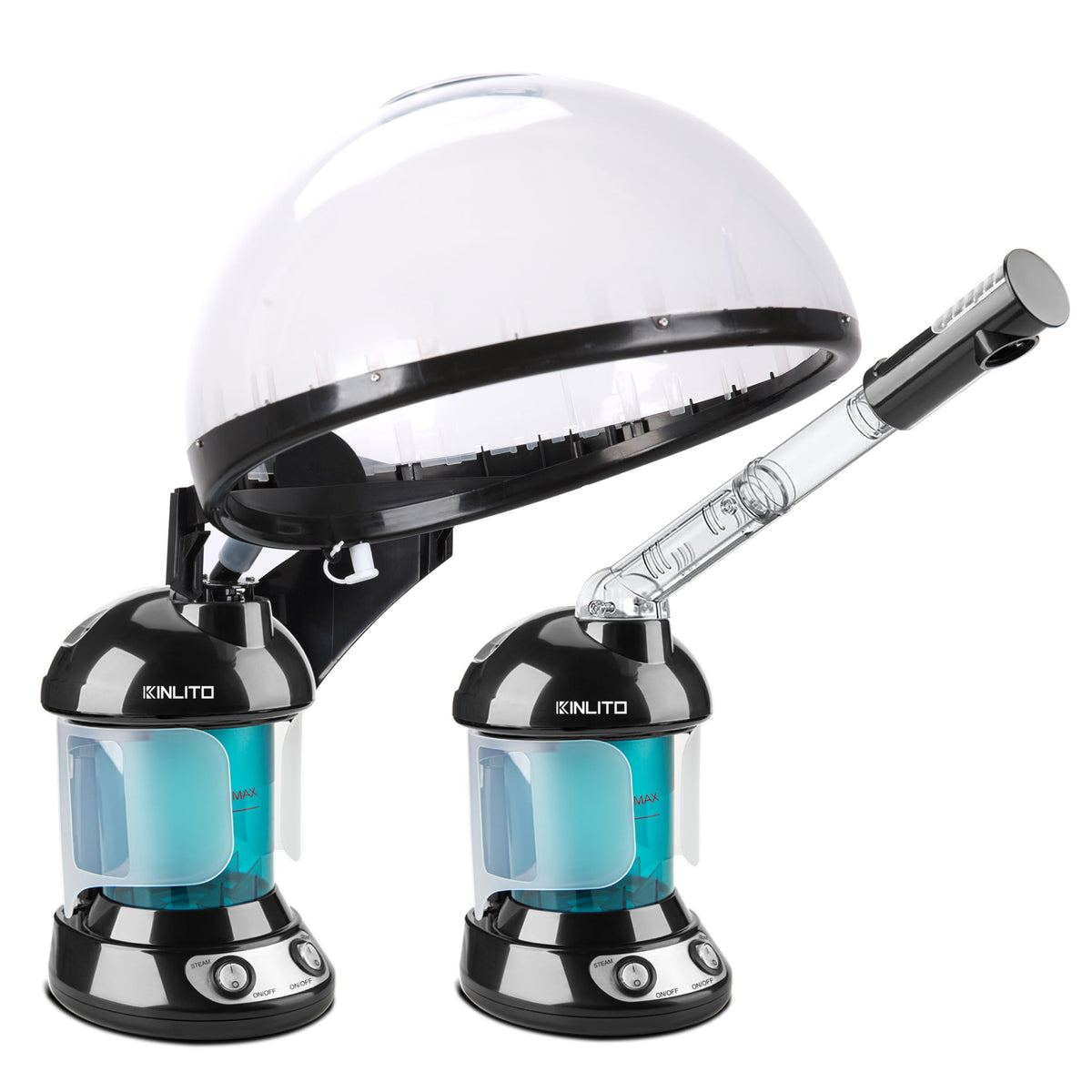 KINLITO front-view steamer shows all in one home spa for hair and face care