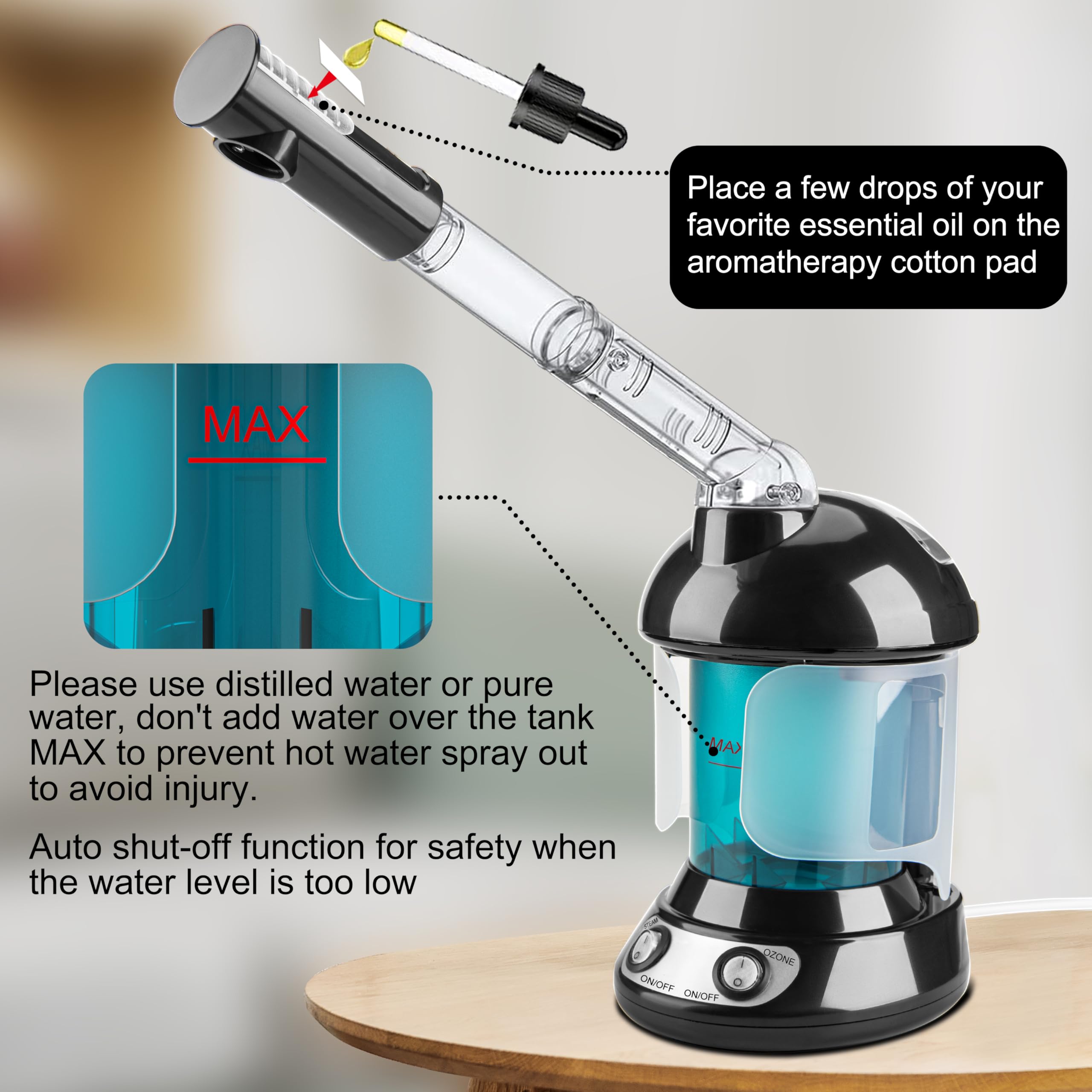 KINLITO water tank 310ml capacity for longer steaming sessions