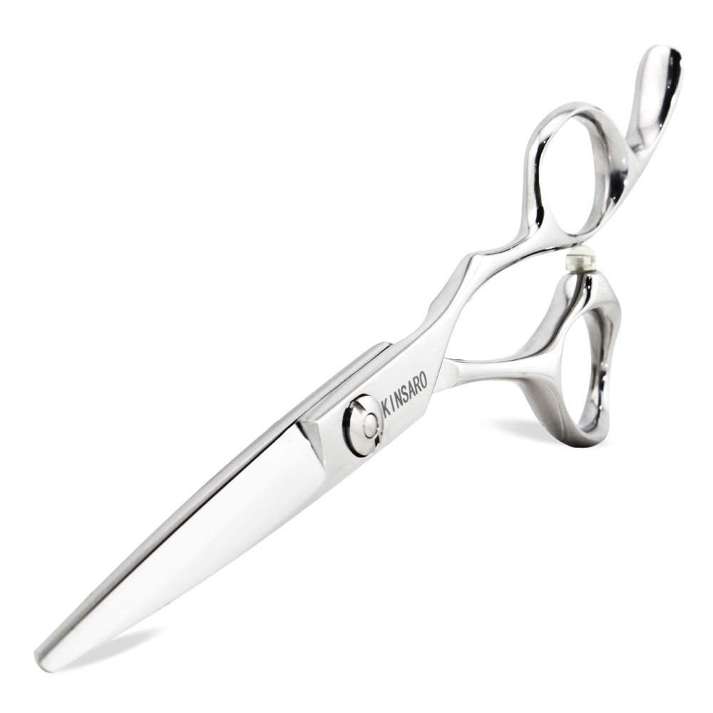 KINSARO barber hair scissors with convex blades for precise, smooth cuts.