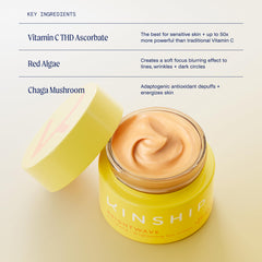 Kinship Brightwave under-eye application swatch ready for gentle patting on skin