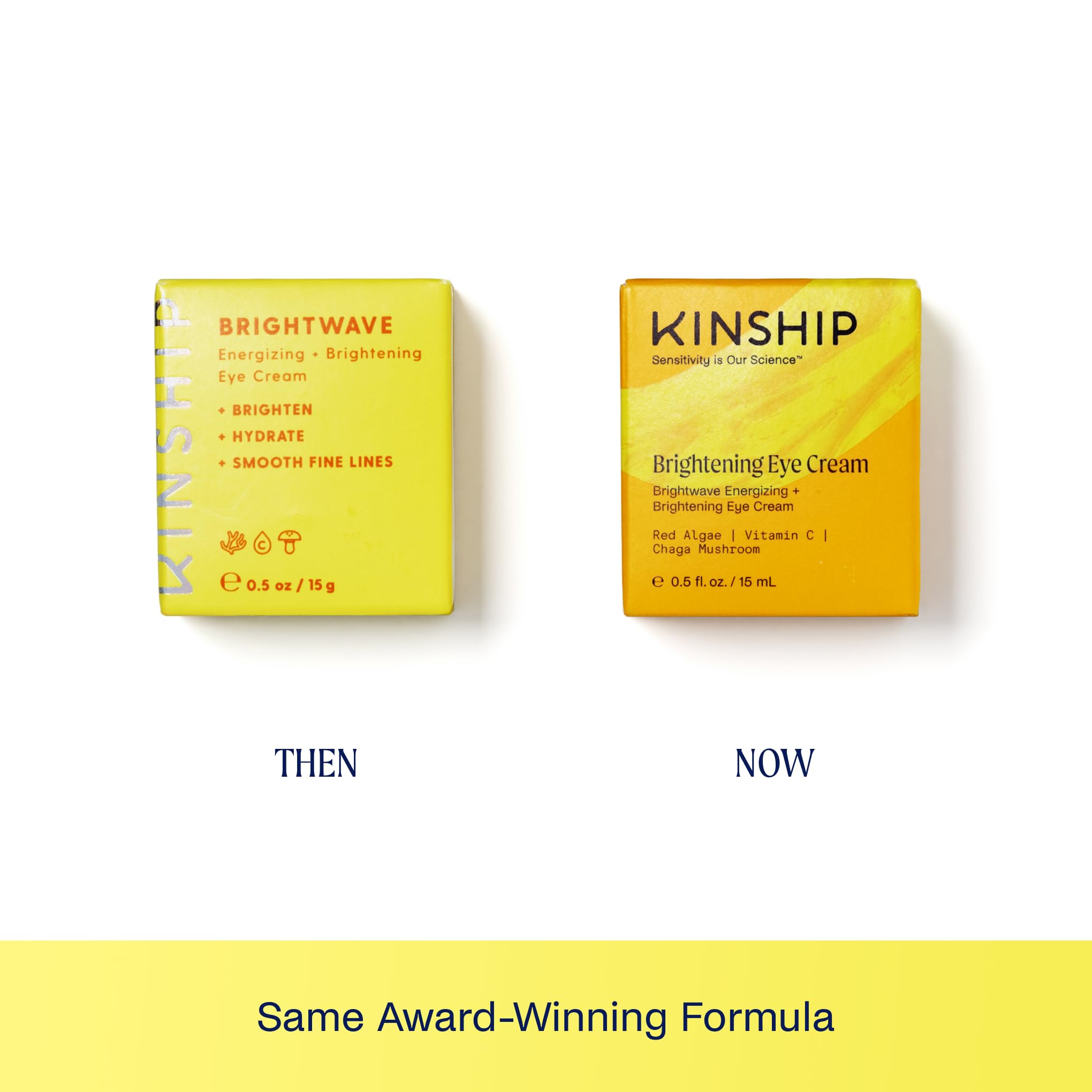 Kinship Brightwave Vitamin C Ester highlights brightening potential with supporting ingredients