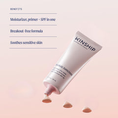 Kinship Self Reflect sunscreen on skin highlights vegan, reef-safe sun protection.