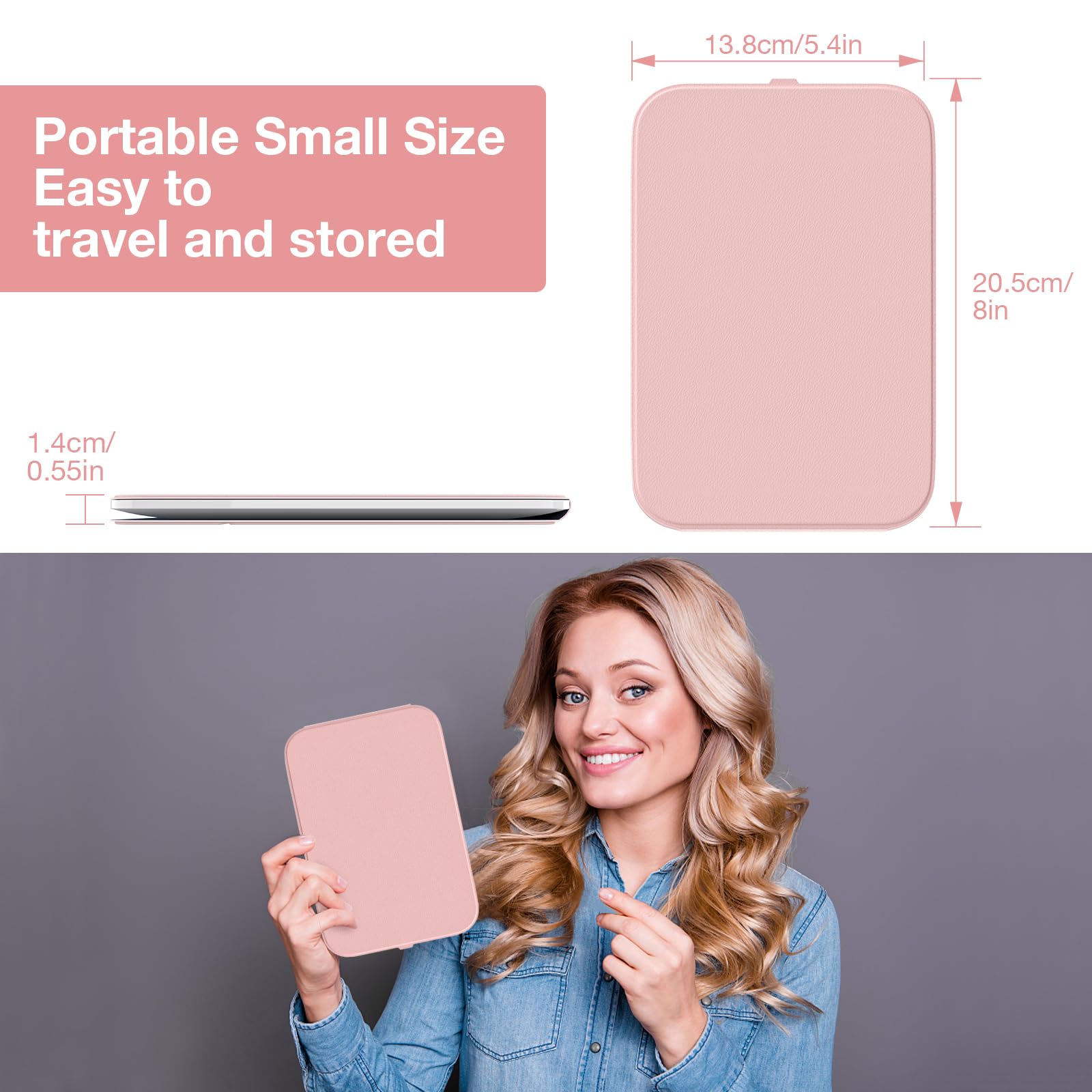 Kintion lighted makeup mirror with adjustable color temperatures for day-to-night looks.