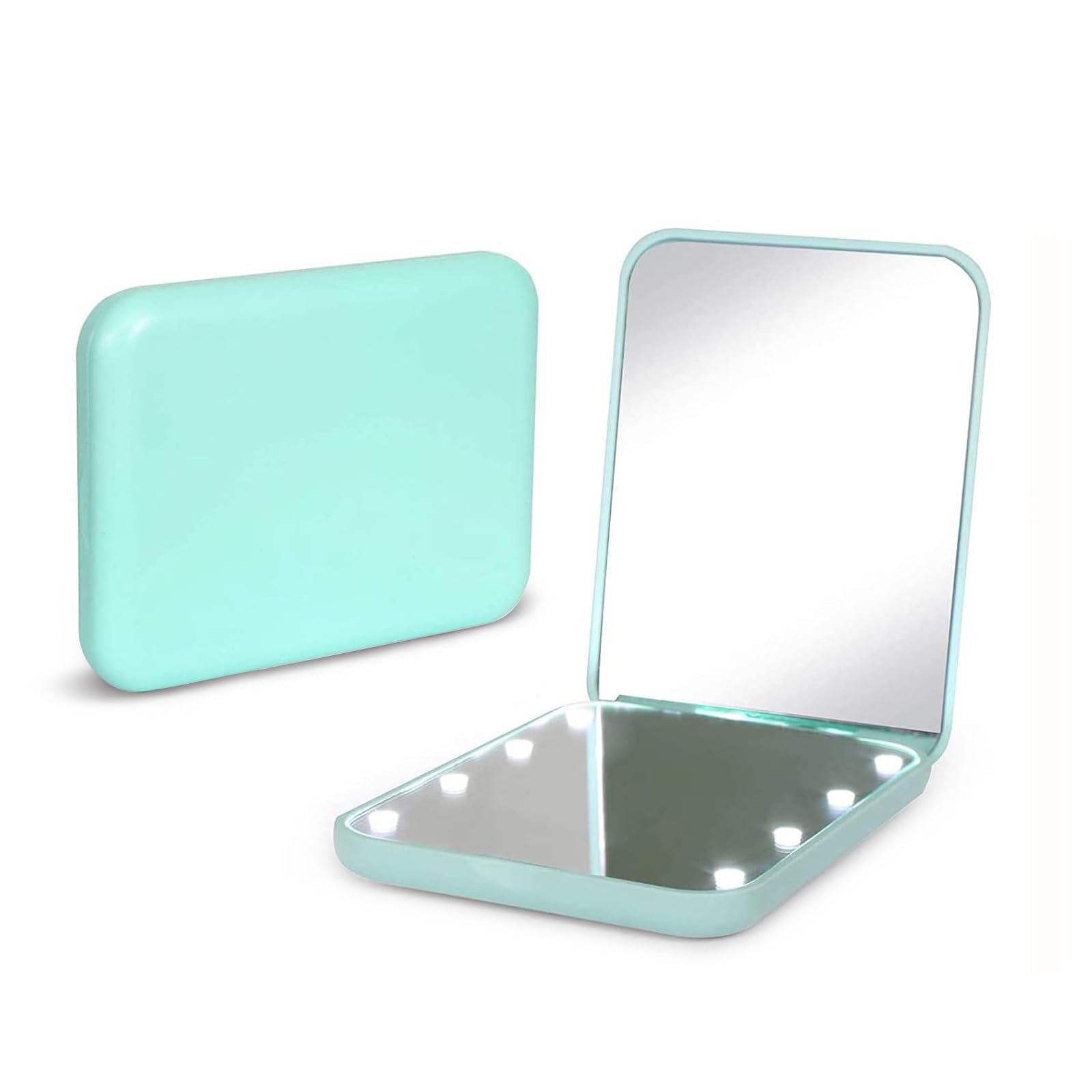 Kintion pocket mirror showing 1x/3x magnification with LED lighting for precise makeup.
