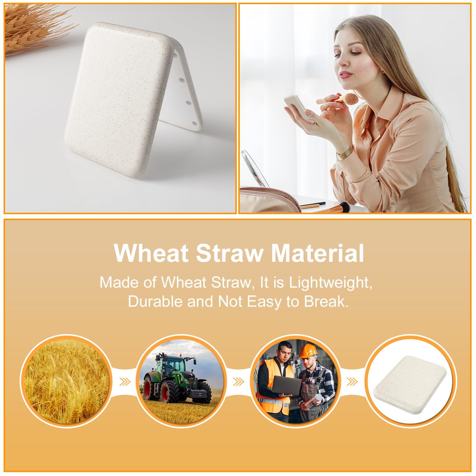 Kintion apricot pocket mirror with magnetic switch for easy opening and closing.