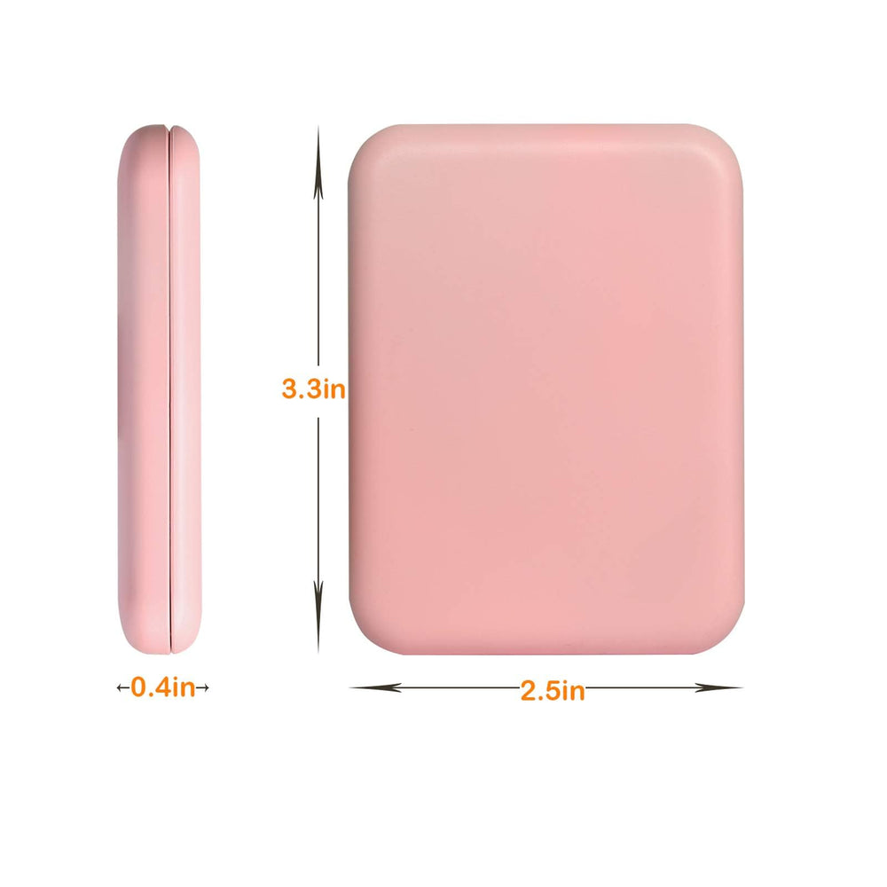 Kintion pocket mirror pink 180-degree hinge enables easy handheld use.