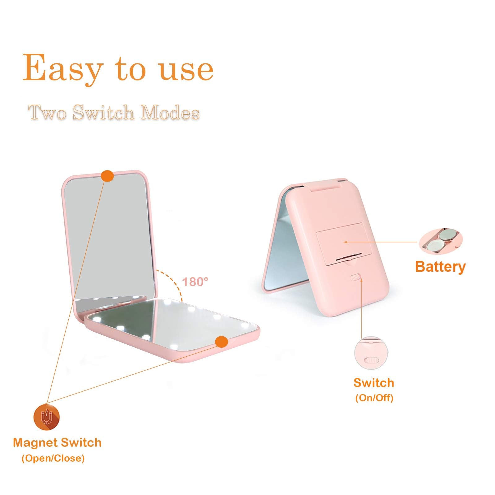 Kintion pocket mirror pink in-hand use showcases on-the-go convenience.