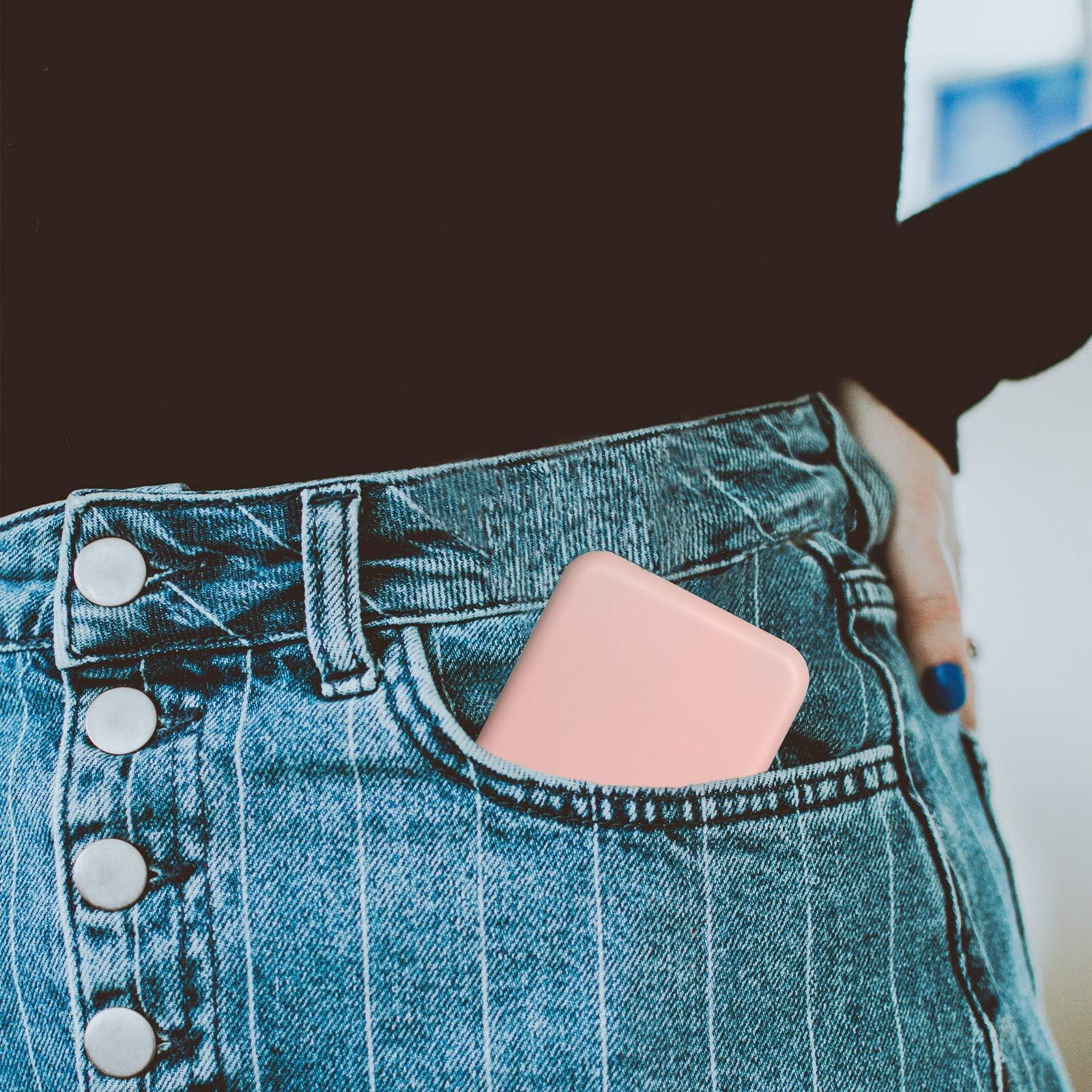 Kintion pocket mirror pink LED light on demonstrates bright, even illumination for makeup.
