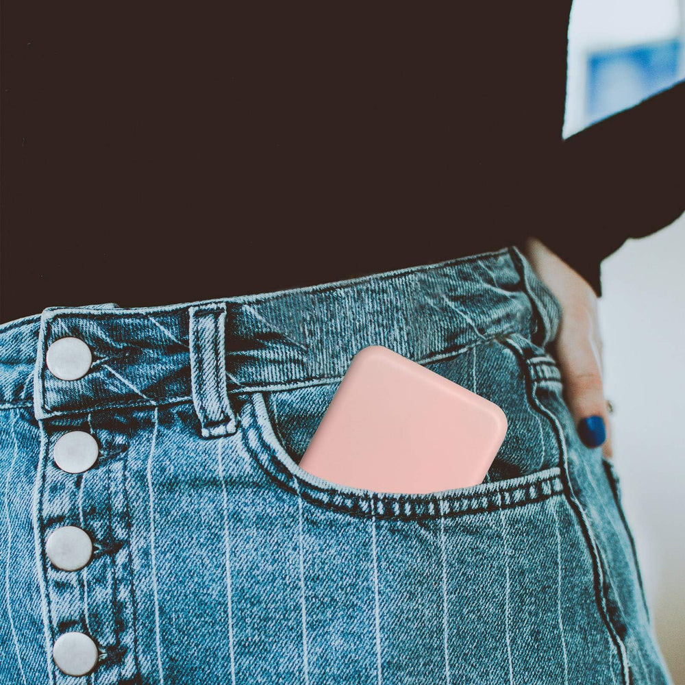 Kintion pocket mirror pink LED light on demonstrates bright, even illumination for makeup.