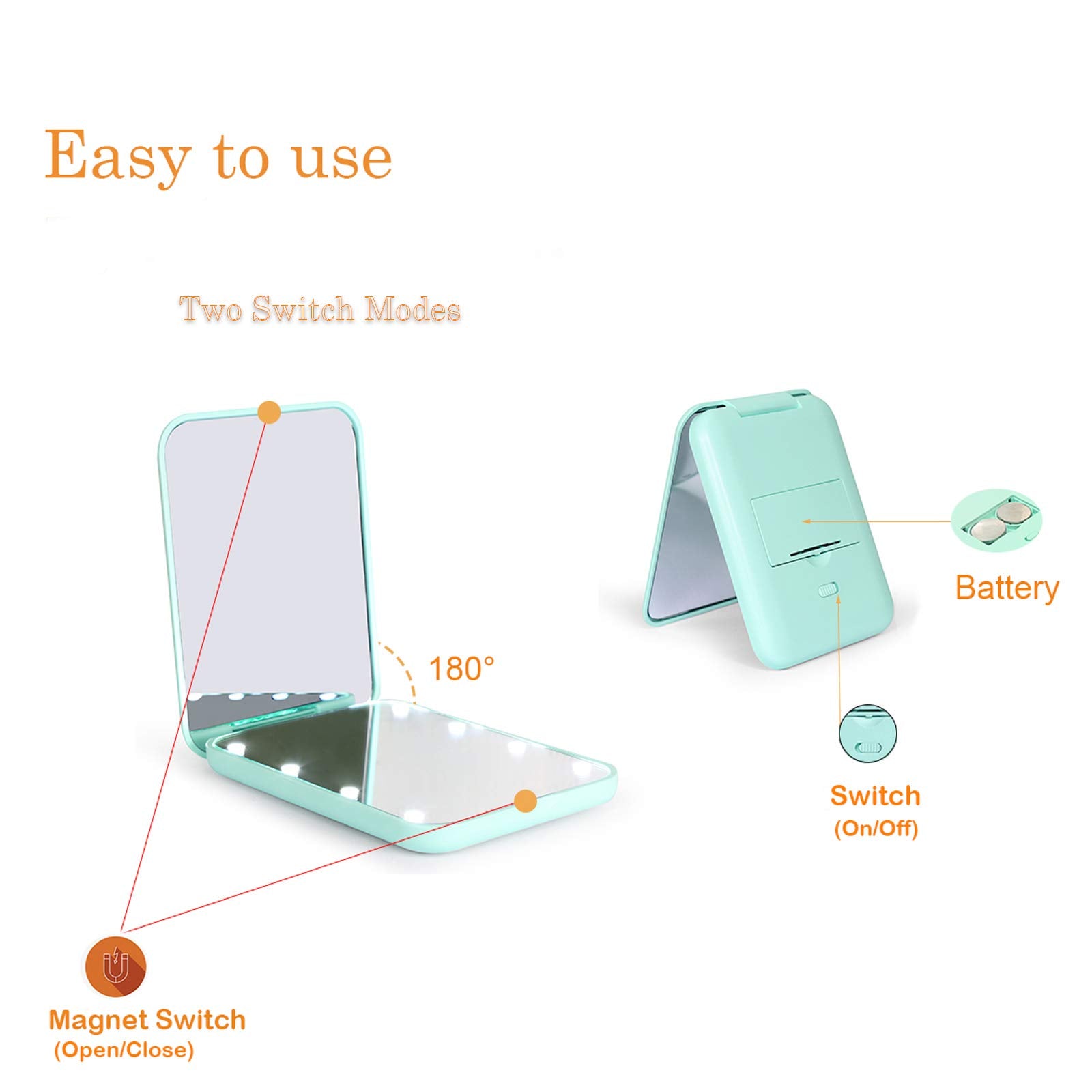 Kintion pocket mirror two-sided design aids both makeup and grooming routines.