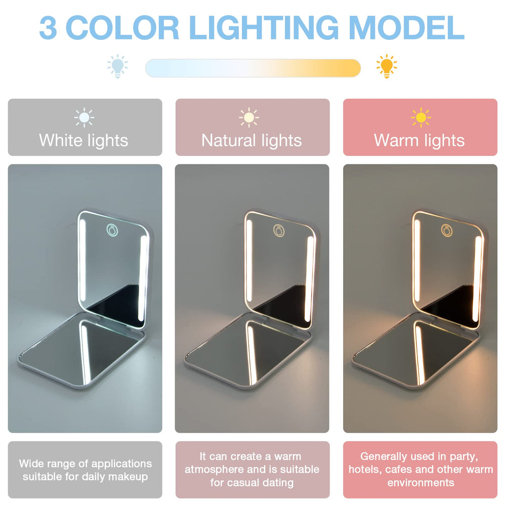 Kintion rechargeable pocket mirror dimmable brightness for adjustable lighting