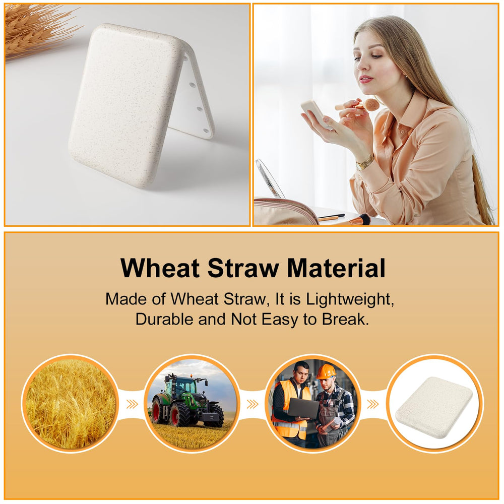 Kintion wheat straw compact mirror lit with soft true-color lighting for accurate application.