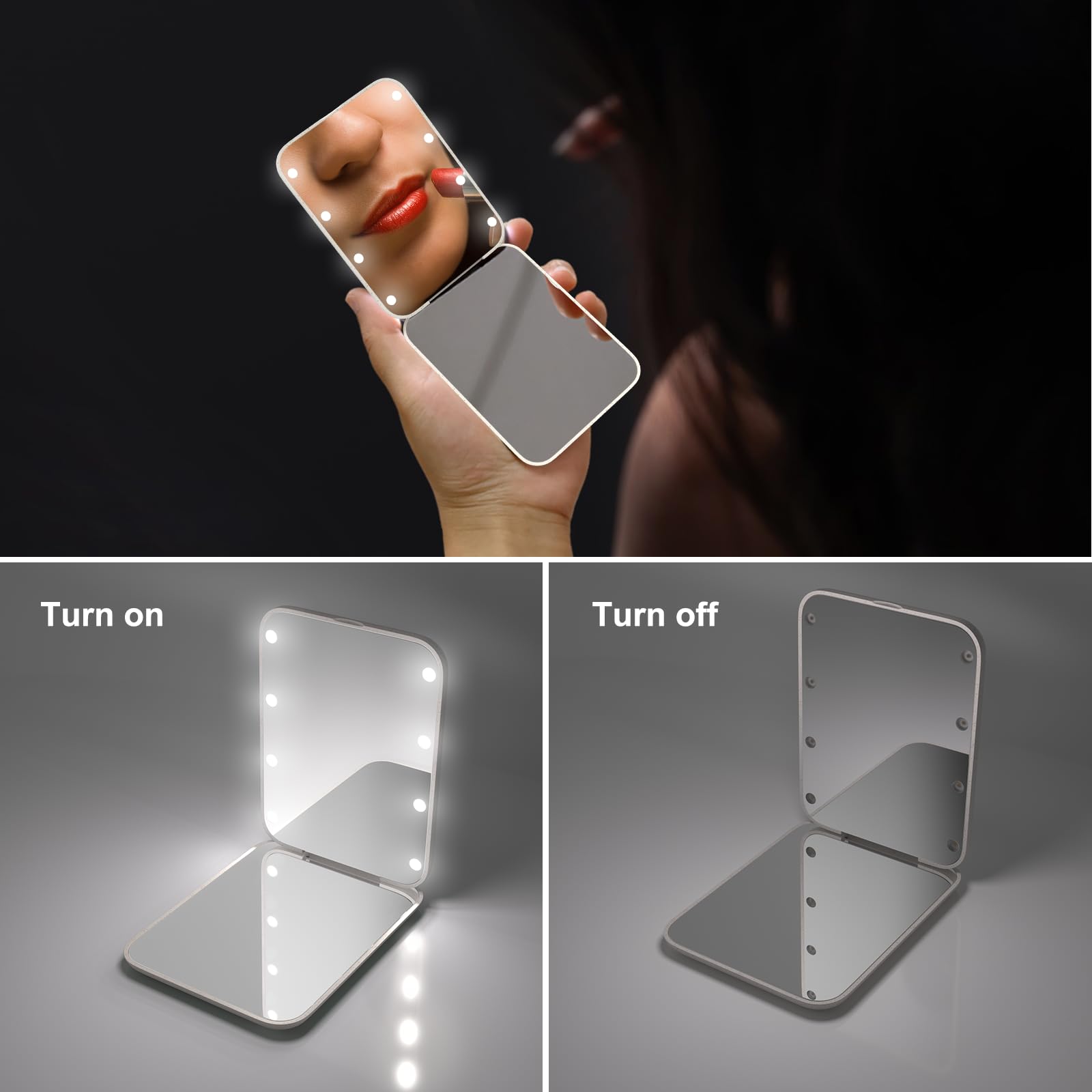 Kintion wheat straw compact mirror open with dual-sided viewing for detailed checks.
