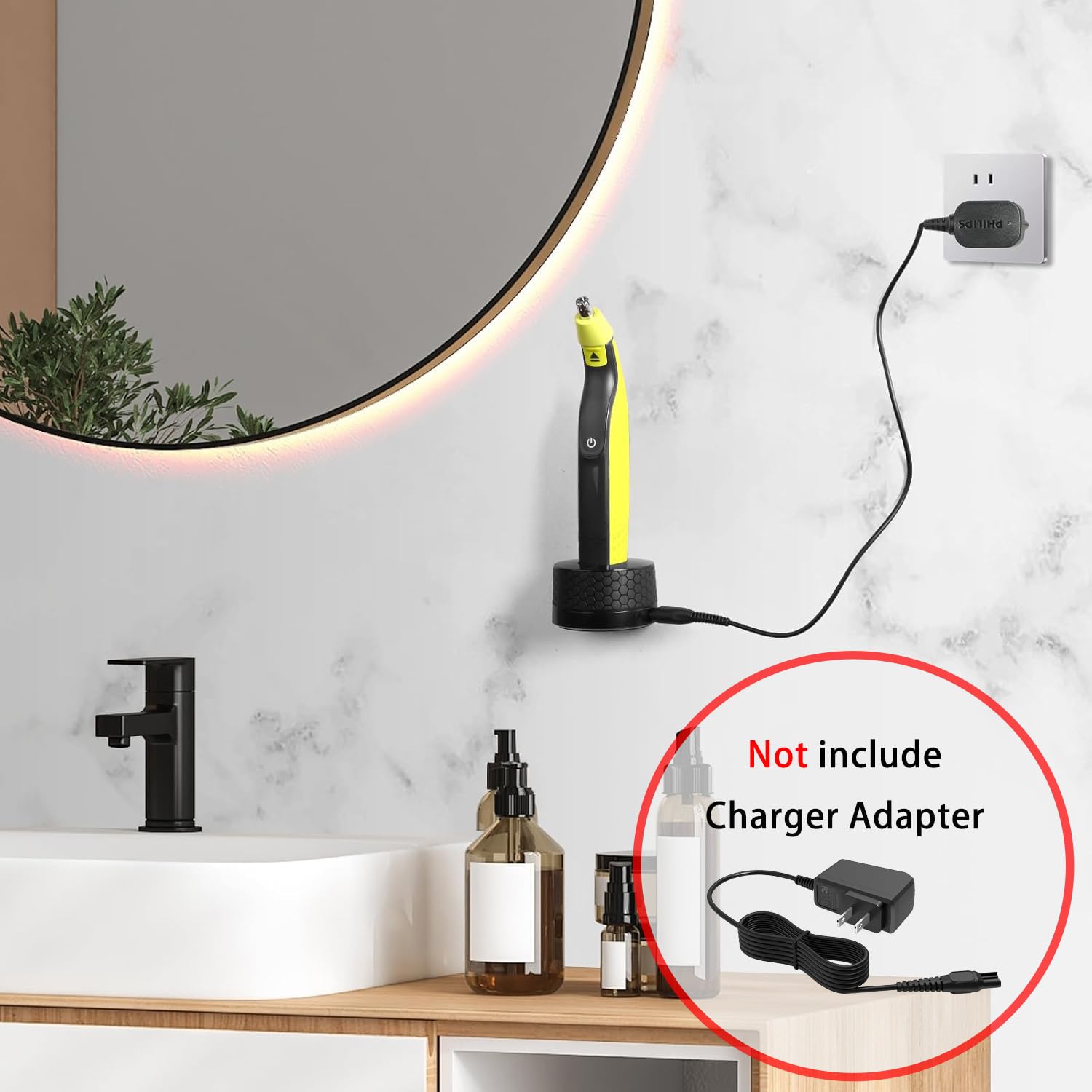 KIONCARE shaver stand mirror mount for clutter-free vanity organization.