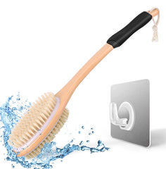KIPRITII back scrubber arc-handle closeup for easier back reaching and exfoliation.