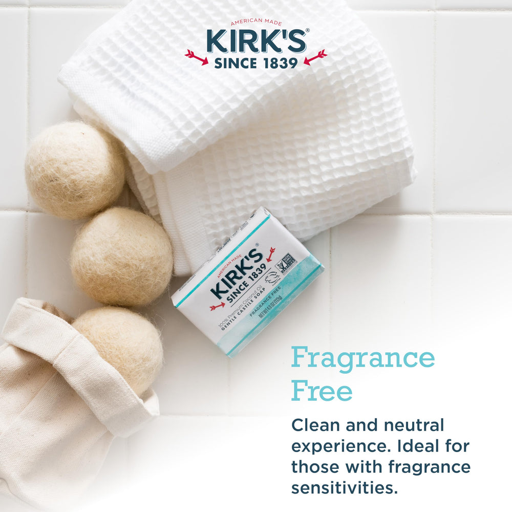Kirk's Castile soap foamy lather ready for shower or bath