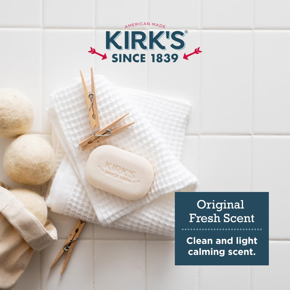 Kirk's Castile bar soap proudly made in America by a women-owned company.