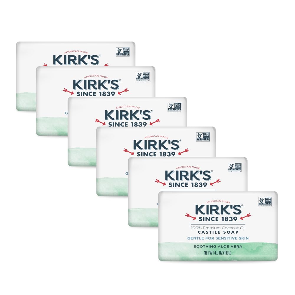 Kirk's Castile soap 6-pack front view for family cleansing.