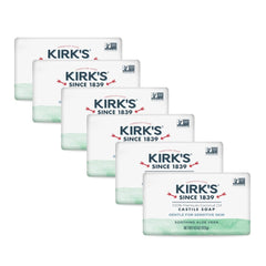 Kirk's Castile soap 6-pack front view for family cleansing.