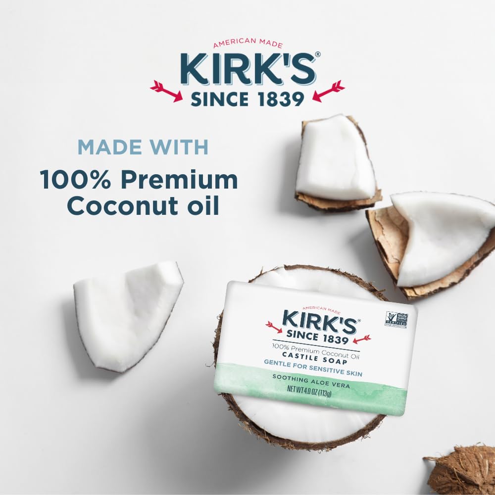 Kirk's Castile soap sensitive skin close-up showing gentle lather.