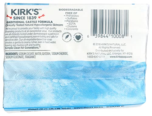 Kirk's Natural Castile Soap Original bar unwrapped and ready to use.