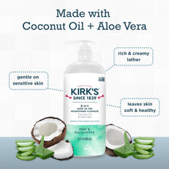 Nourishing cleanser foaming lather highlights creamy texture for skin and hair.