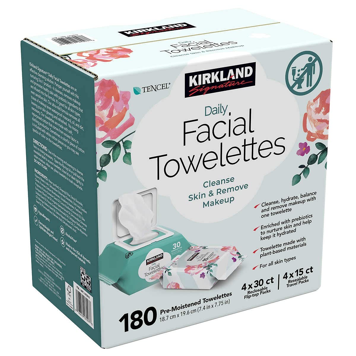 Kirkland Signature Daily Facial Towelettes skin-refresh-closeup illustrates a refreshing cleanse for sensitive skin