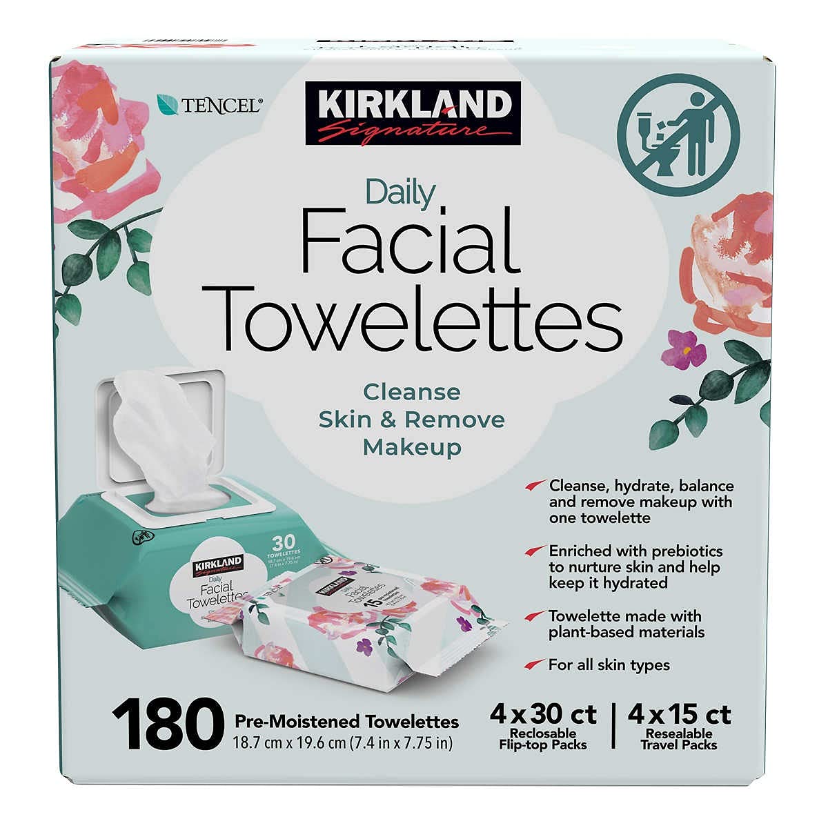 Kirkland Signature Daily Facial Towelettes travel-usage shows on-the-go cleansing without rinsing