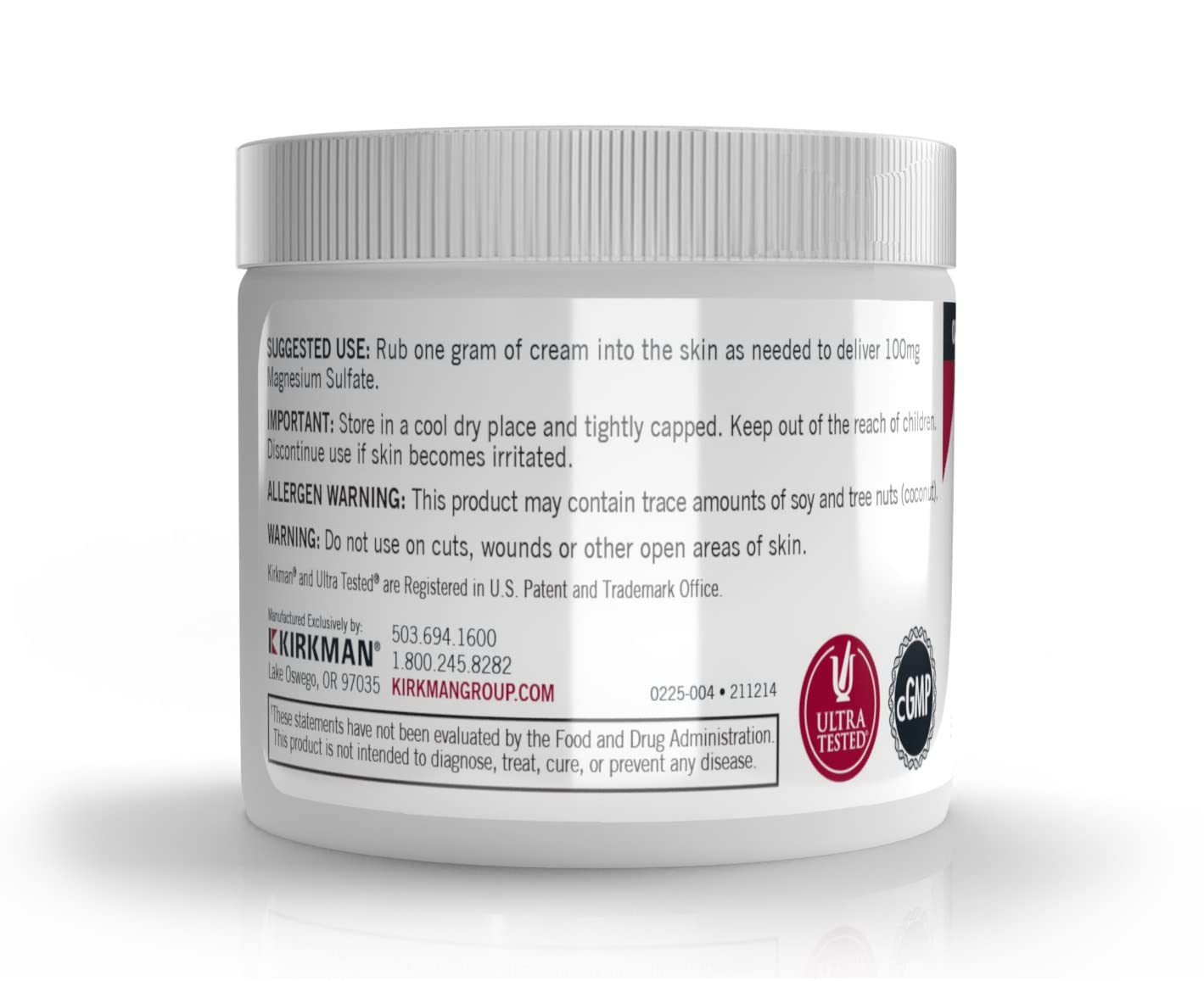 Kirkman Epsom Salt Cream creamy texture closeup highlights smooth non-greasy feel.