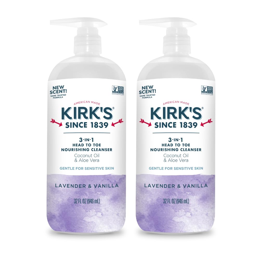 Kirk's 3-in-1 cleanser pump bottle for everyday head-to-toe cleansing